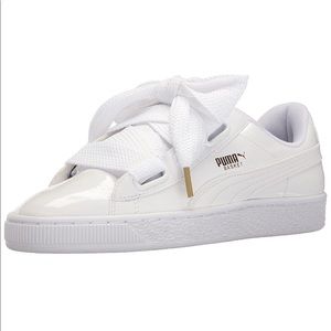 PUMA white sneakers with large laces, new, size 6